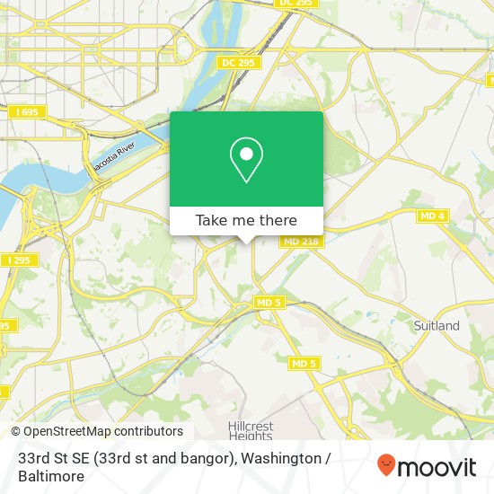 33rd St SE (33rd st and bangor), Washington, DC 20020 map