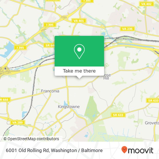 Mapa de 6001 Old Rolling Rd, Alexandria, VA 22310