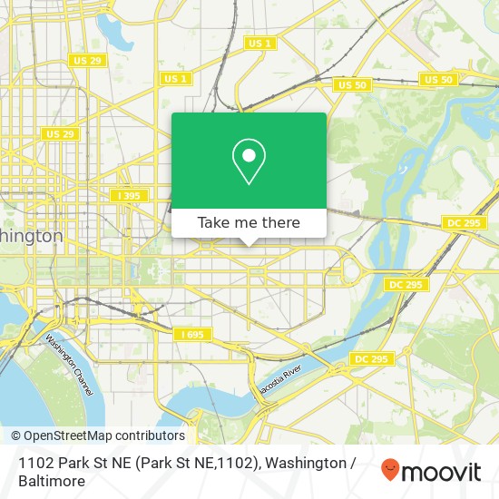 Mapa de 1102 Park St NE (Park St NE,1102), Washington, DC 20002