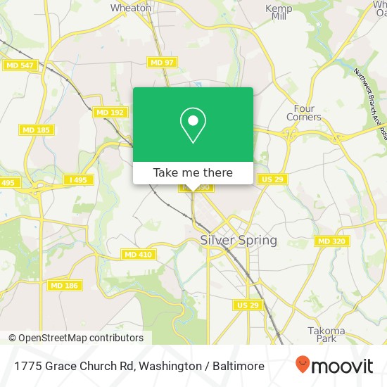 Mapa de 1775 Grace Church Rd, Silver Spring, MD 20910