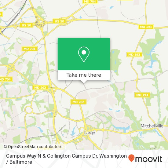 Campus Way N & Collington Campus Dr map