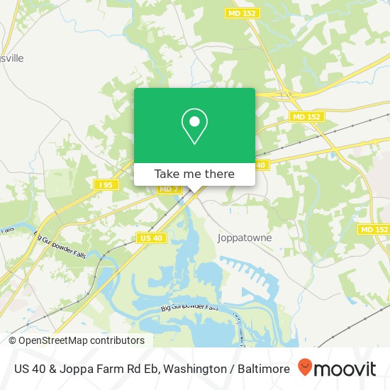 US 40 & Joppa Farm Rd Eb map