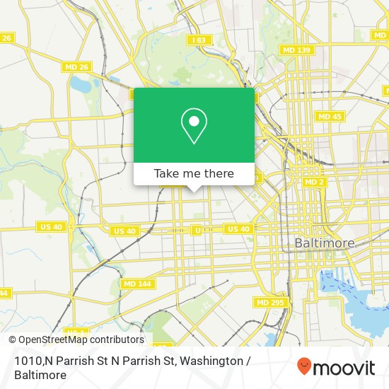 Mapa de 1010,N Parrish St N Parrish St, Baltimore, MD 21217