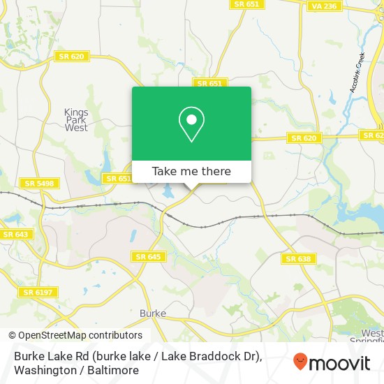 Mapa de Burke Lake Rd (burke lake / Lake Braddock Dr), Burke, VA 22015