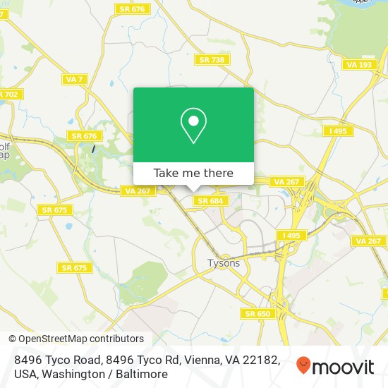 Mapa de 8496 Tyco Road, 8496 Tyco Rd, Vienna, VA 22182, USA