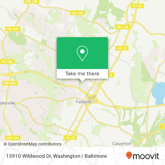 Mapa de 13910 Wildwood Dr, Silver Spring, MD 20905