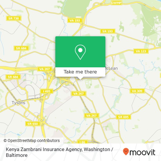 Kenya Zambrani Insurance Agency, 1701 Chain Bridge Rd map