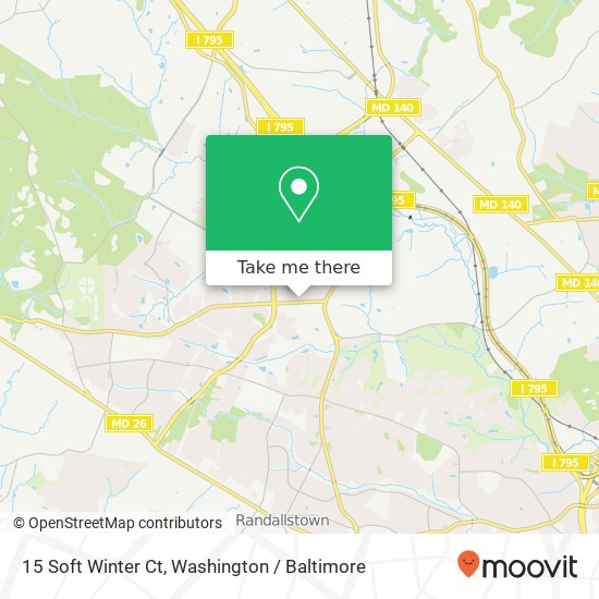 Mapa de 15 Soft Winter Ct, Owings Mills, MD 21117