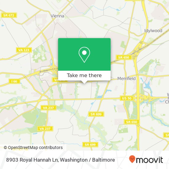 Mapa de 8903 Royal Hannah Ln, Fairfax, VA 22031
