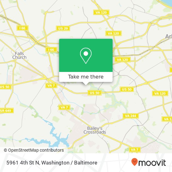 Mapa de 5961 4th St N, Arlington, VA 22203