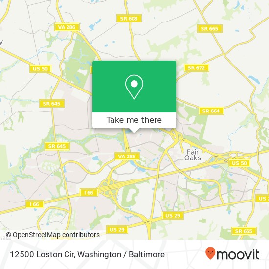 Mapa de 12500 Loston Cir, Fairfax, VA 22033