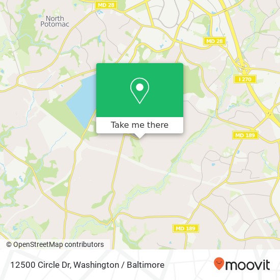 Mapa de 12500 Circle Dr, Rockville, MD 20850