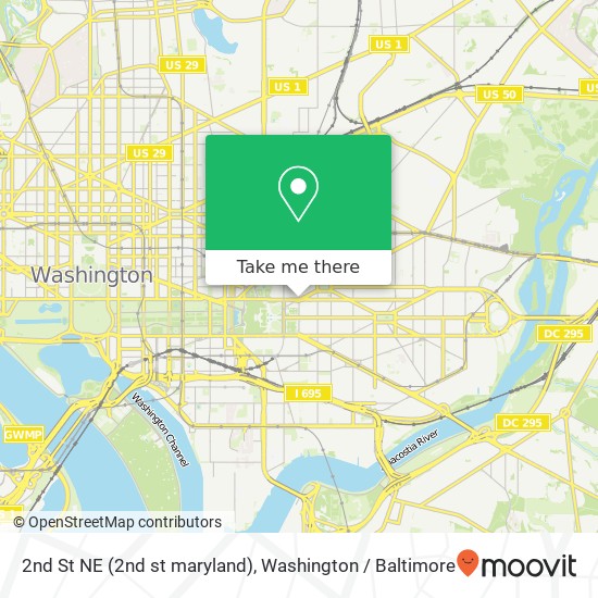 Mapa de 2nd St NE (2nd st maryland), Washington, DC 20002