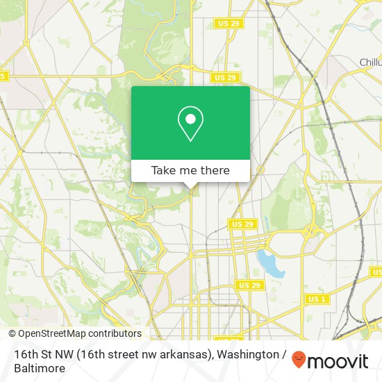 Mapa de 16th St NW (16th street nw arkansas), Washington, DC 20011