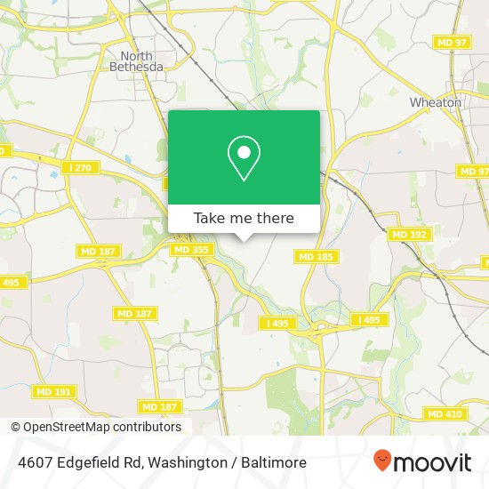 Mapa de 4607 Edgefield Rd, Bethesda, MD 20814