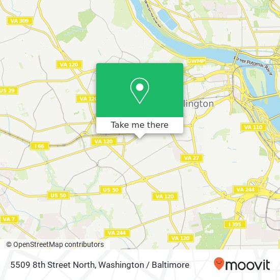 5509 8th Street North, 5509 8th St N, Arlington, VA 22201, USA map