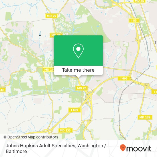 Mapa de Johns Hopkins Adult Specialties, 10755 Falls Rd