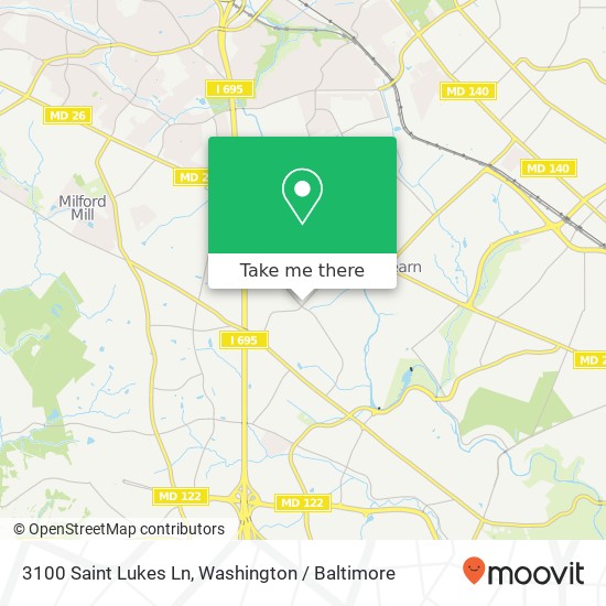 Mapa de 3100 Saint Lukes Ln, Gwynn Oak, MD 21207