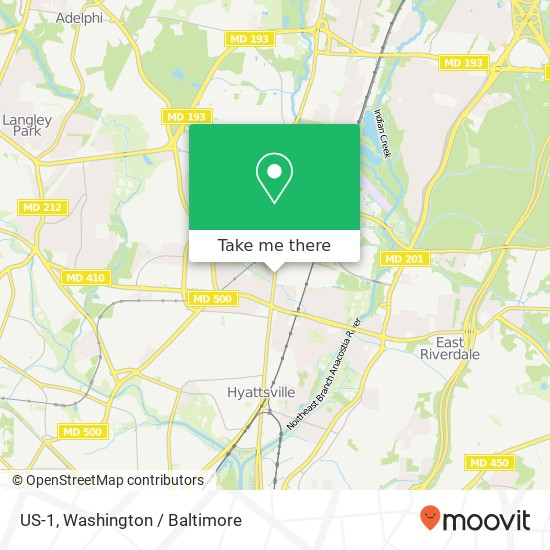Mapa de US-1, University Park (Hyattsville), MD 20782