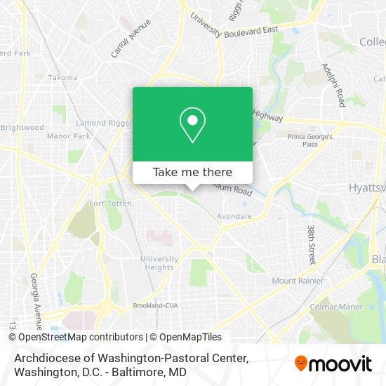 Archdiocese of Washington-Pastoral Center map