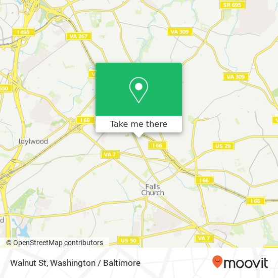 Mapa de Walnut St, Falls Church, VA 22046