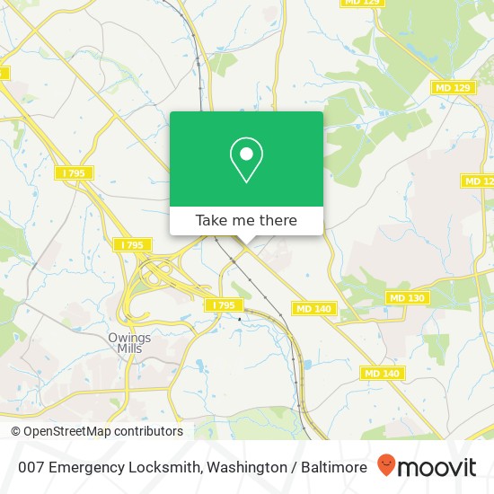 Mapa de 007 Emergency Locksmith, 10201 Reisterstown Rd