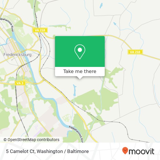 Mapa de 5 Camelot Ct, Fredericksburg, VA 22405