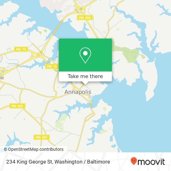 Mapa de 234 King George St, Annapolis, MD 21401