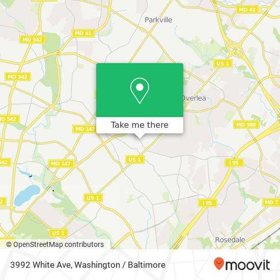 Mapa de 3992 White Ave, Baltimore, MD 21206