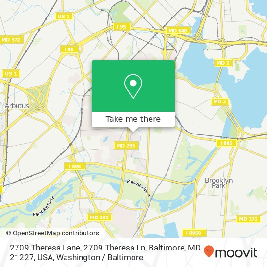 Mapa de 2709 Theresa Lane, 2709 Theresa Ln, Baltimore, MD 21227, USA