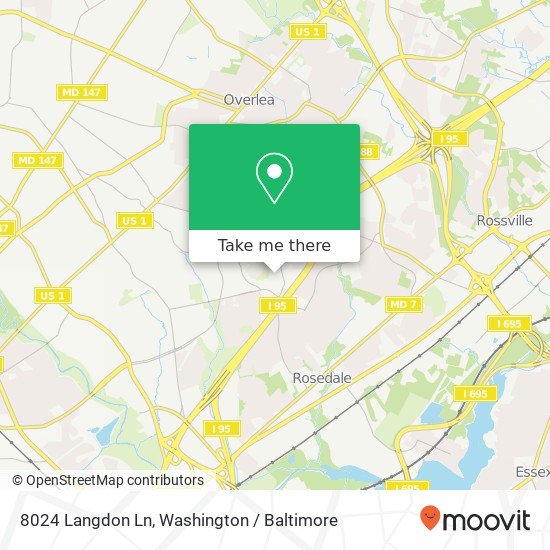 Mapa de 8024 Langdon Ln, Baltimore, MD 21206