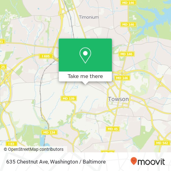 Mapa de 635 Chestnut Ave, Towson, MD 21204