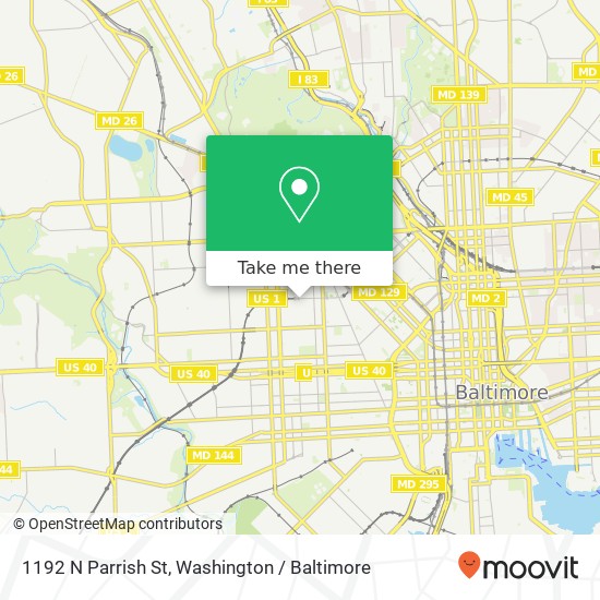 Mapa de 1192 N Parrish St, Baltimore, MD 21217