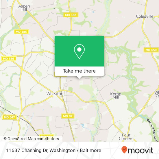 Mapa de 11637 Channing Dr, Silver Spring, MD 20902