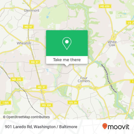 Mapa de 901 Laredo Rd, Silver Spring, MD 20901