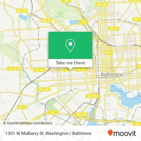 Mapa de 1301 W Mulberry St, Baltimore, MD 21223