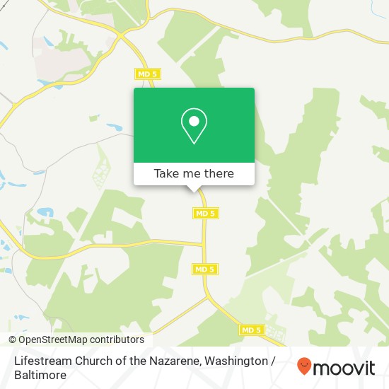 Mapa de Lifestream Church of the Nazarene, 5105 Leonardtown Rd Waldorf, MD 20601
