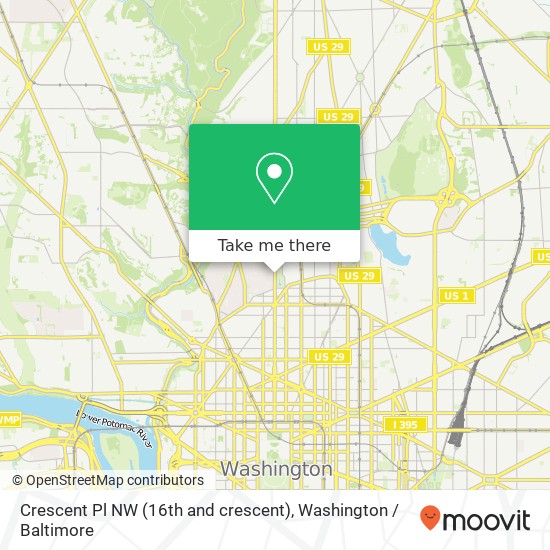 Mapa de Crescent Pl NW (16th and crescent), Washington, DC 20009