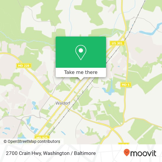 Mapa de 2700 Crain Hwy, Waldorf, MD 20601