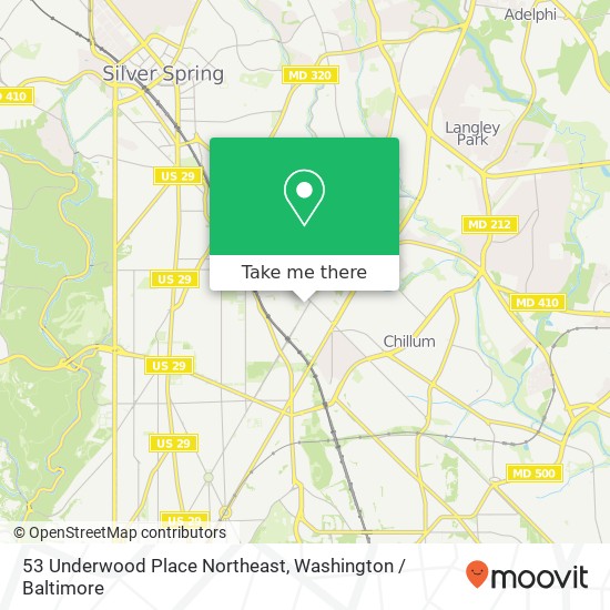 Mapa de 53 Underwood Place Northeast, 53 Underwood Pl NE, Washington, MD 20012, USA
