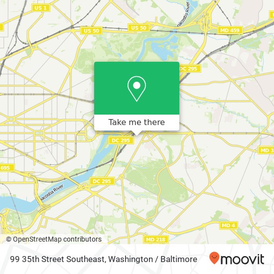 Mapa de 99 35th Street Southeast, 99 35th St SE, Washington, DC 20019, USA