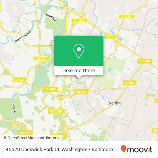 Mapa de 45520 Cheswick Park Ct, Sterling (DULLES), VA 20166