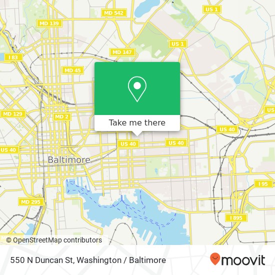 Mapa de 550 N Duncan St, Baltimore, MD 21205