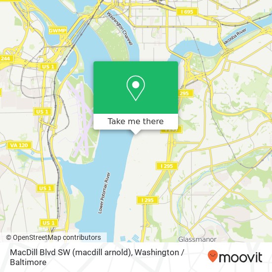 Mapa de MacDill Blvd SW (macdill arnold), Washington, DC 20032