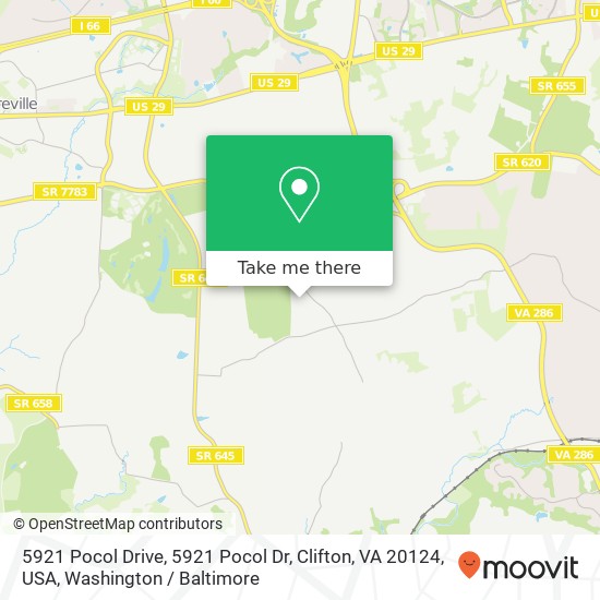 Mapa de 5921 Pocol Drive, 5921 Pocol Dr, Clifton, VA 20124, USA