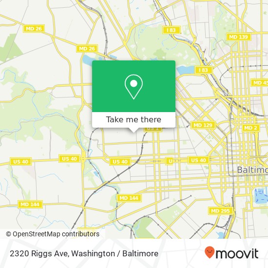 Mapa de 2320 Riggs Ave, Baltimore, MD 21216