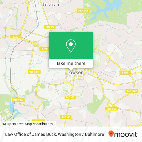 Mapa de Law Office of James Buck, 102 W Joppa Rd
