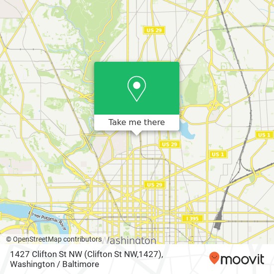 Mapa de 1427 Clifton St NW (Clifton St NW,1427), Washington, DC 20009