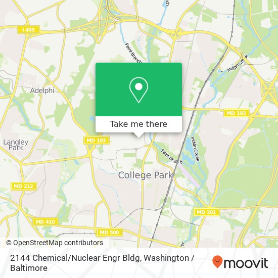 Mapa de 2144 Chemical / Nuclear Engr Bldg, College Park, MD 20742