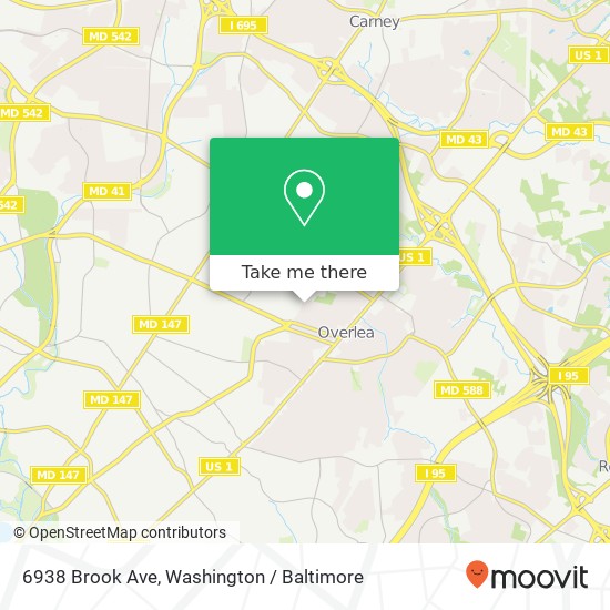 Mapa de 6938 Brook Ave, Baltimore, MD 21206